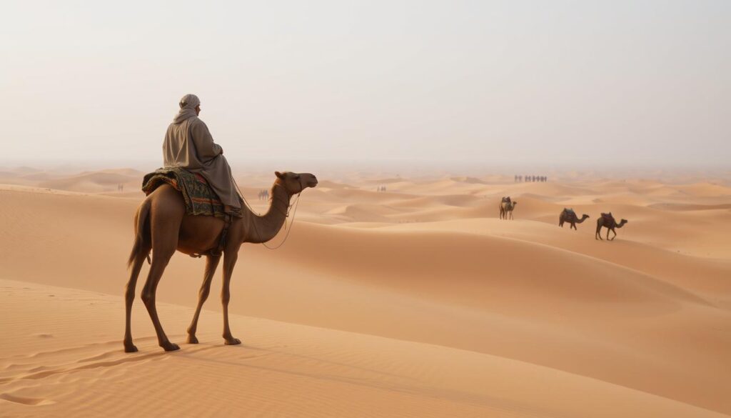 camel trekking in the Sahara
