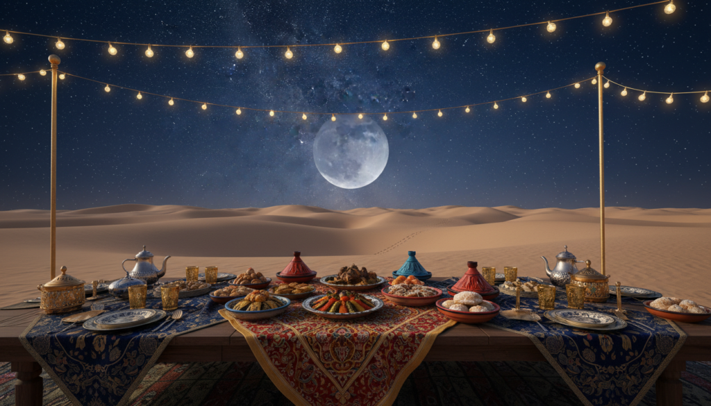 Dining under the stars on a 3 Days Marrakech Desert Tour